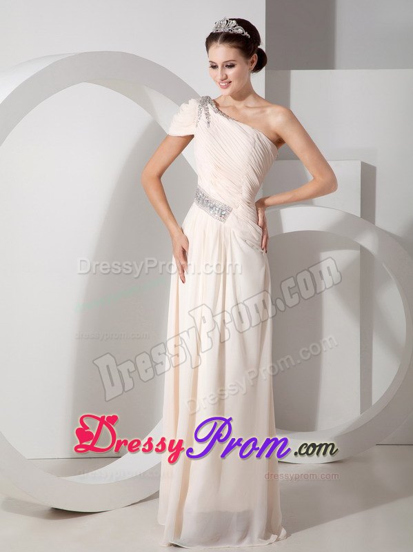 Custom Made Prom Dress with One Shoulder Strap in Chiffon