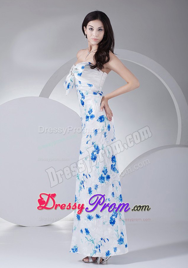 Ankle-length Prom Dress with Printing Fabric for Celebrities