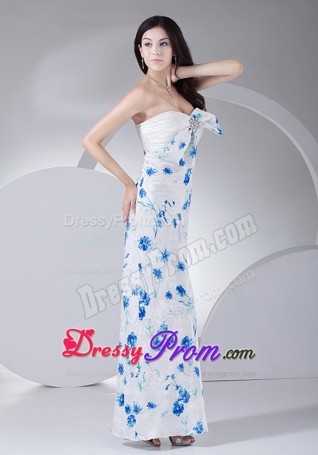 Ankle-length Prom Dress with Printing Fabric for Celebrities