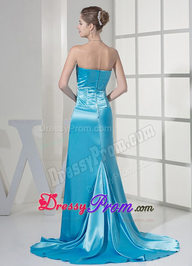 Gathered Ruffles and ruche Decorated Prom Dress in Teal for 2013