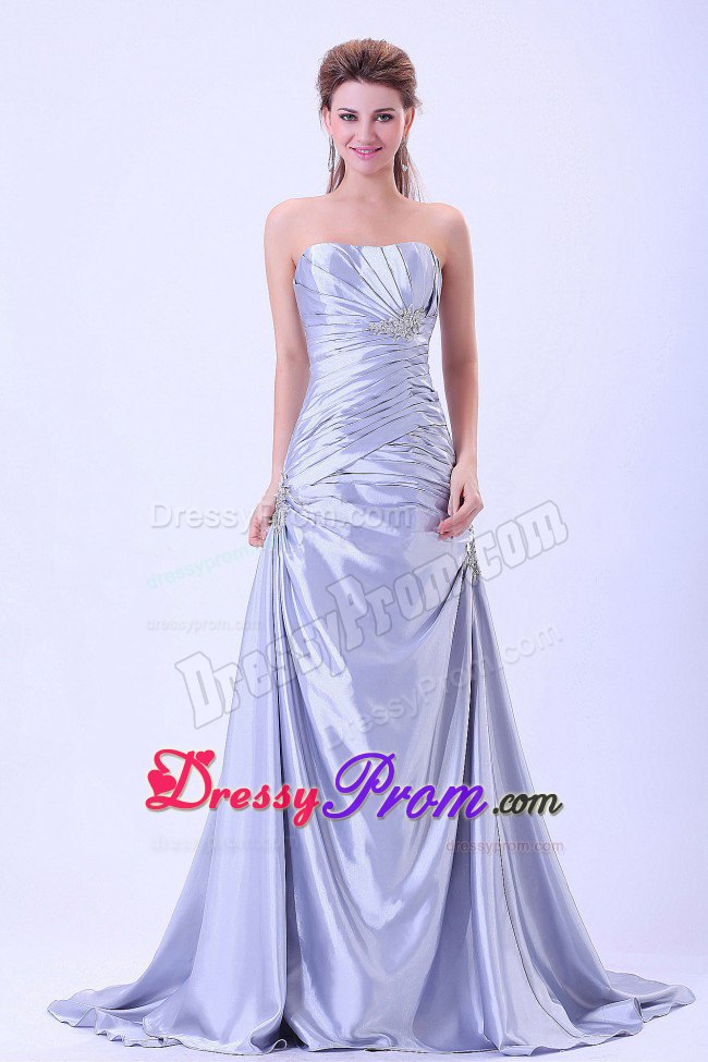 Custom Made Ruched Prom / Evening Dress with Brush Train
