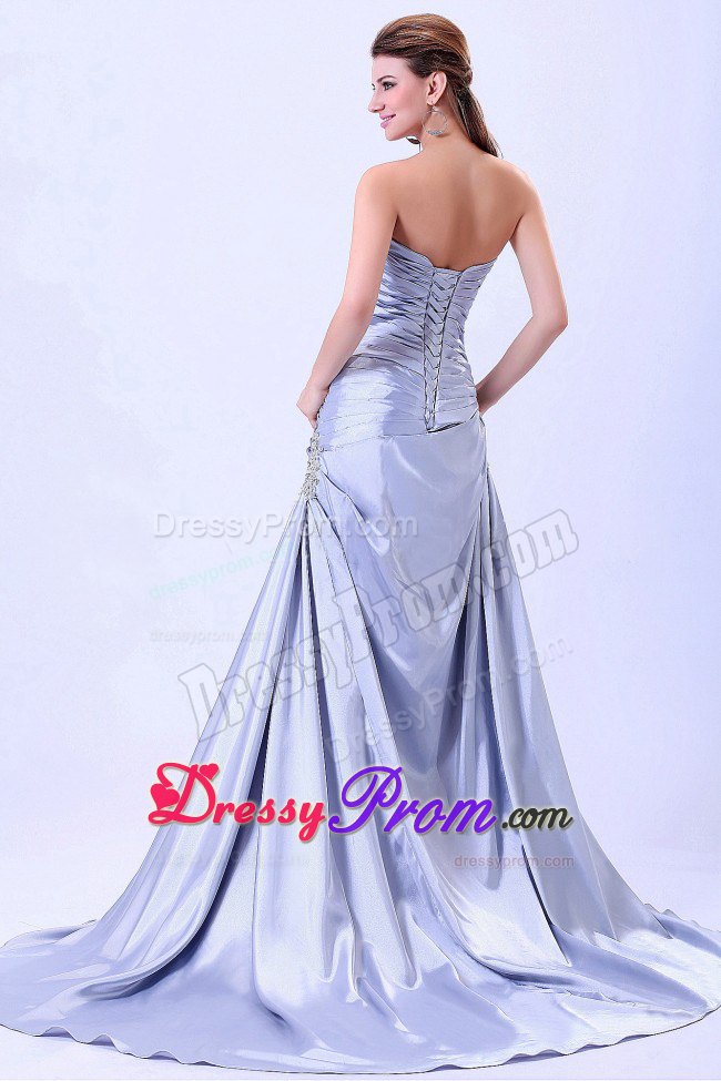 Custom Made Ruched Prom / Evening Dress with Brush Train