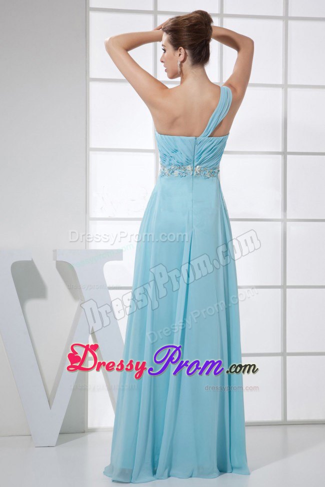 One Shoulder Beaded Ruche light Blue Prom Dress in Strasbourg