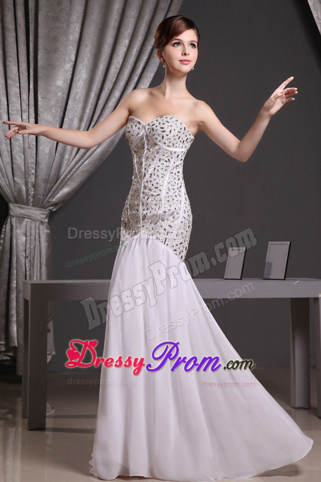 Mermaid Beaded Sweetheart Chiffon Prom Celebrity Dress