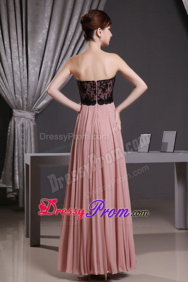 Cheap Sweetheart Pleated Pink Prom Formal Dress With Lacework