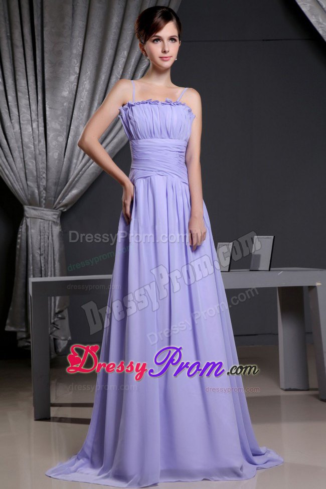 Modest 2013 Lilac Pleated Prom Gown Dress with Straps