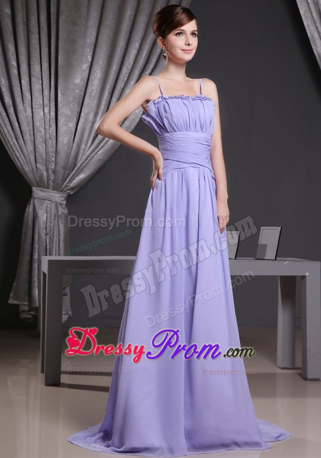 Modest 2013 Lilac Pleated Prom Gown Dress with Straps