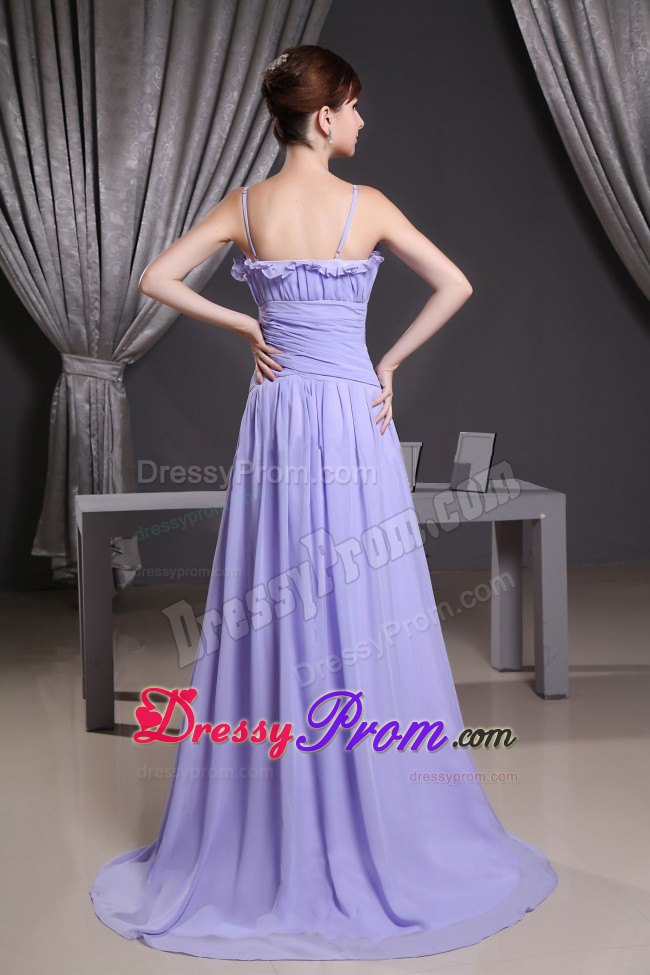Modest 2013 Lilac Pleated Prom Gown Dress with Straps