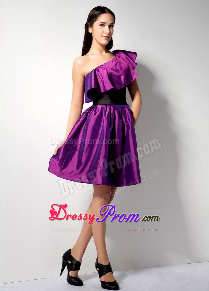 The Most Popular Eggplant Purple Short One Shoulder Prom Dress