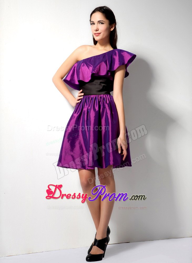 The Most Popular Eggplant Purple Short One Shoulder Prom Dress