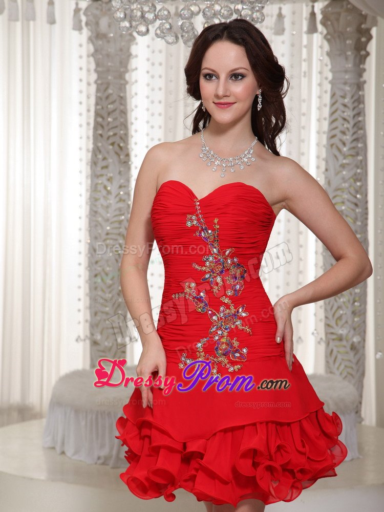Princess Short Ruches and Beading Decorate Homecomimg Dress