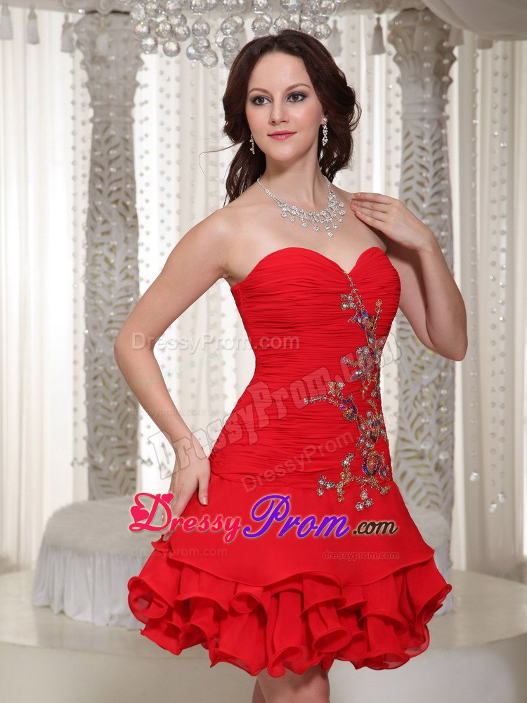 Princess Short Ruches and Beading Decorate Homecomimg Dress
