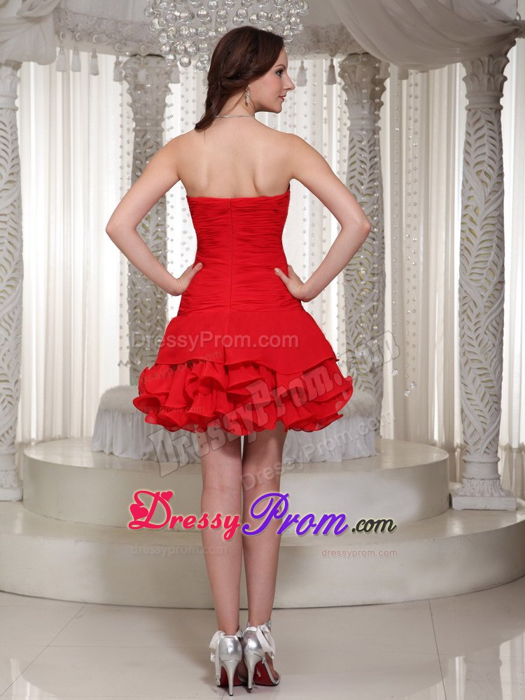 Princess Short Ruches and Beading Decorate Homecomimg Dress