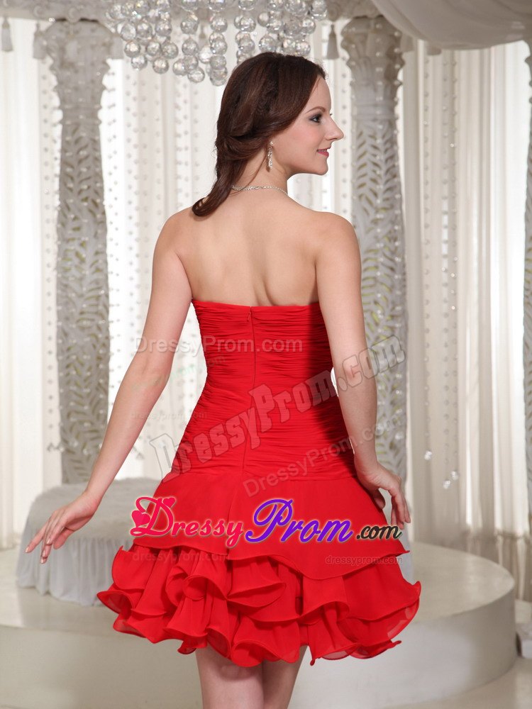 Princess Short Ruches and Beading Decorate Homecomimg Dress