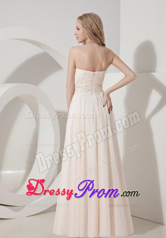 Column Sweetheart Champagne Chiffon Appliques Prom Dress in Goulburn