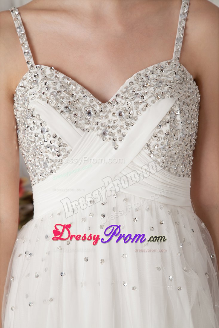 Empire Straps White Knee-length Chiffon Beading Prom Dress in Dubbo