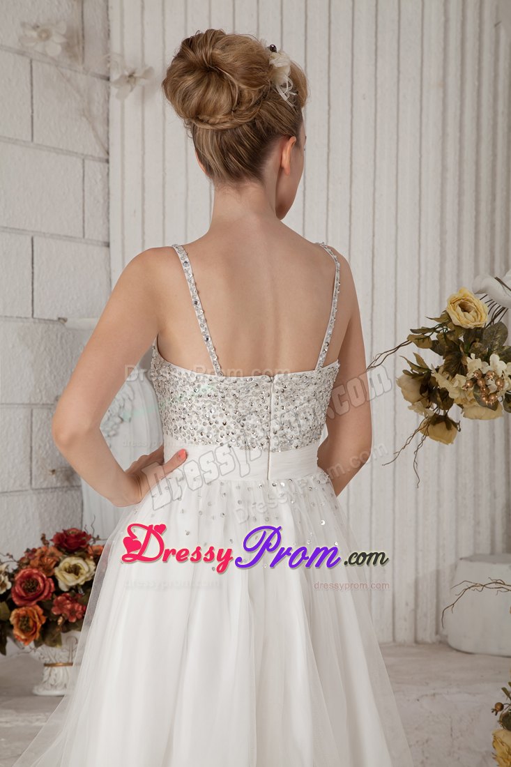 Empire Straps White Knee-length Chiffon Beading Prom Dress in Dubbo