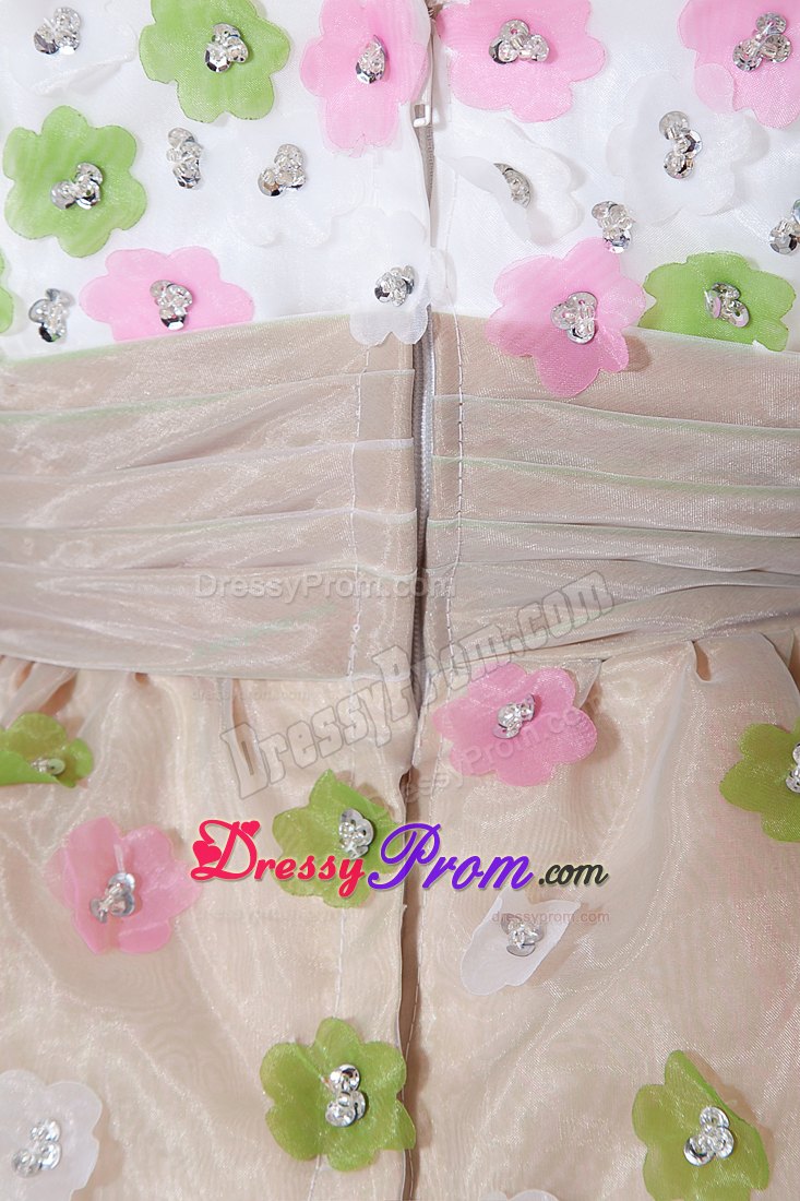 Colorful Sweetheart A-line Organza Mini-length Prom Dress with Appliques