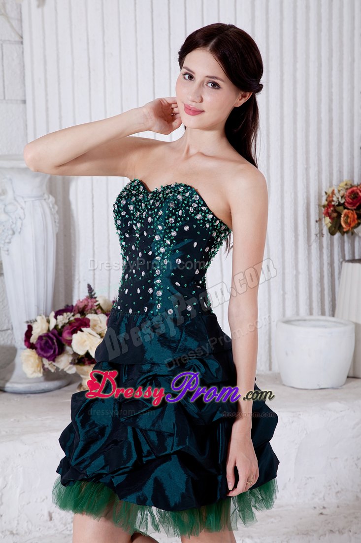 Princess Sweetheart Teal Mini-length Beading Dresses For Debutante Ball