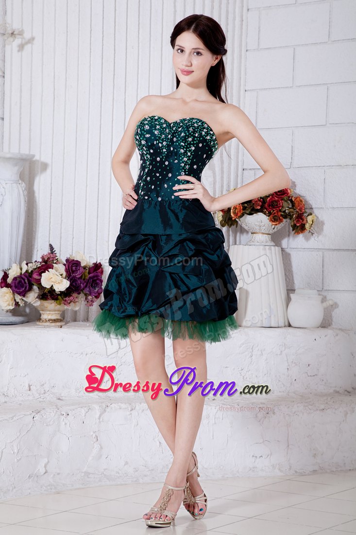 Princess Sweetheart Teal Mini-length Beading Dresses For Debutante Ball