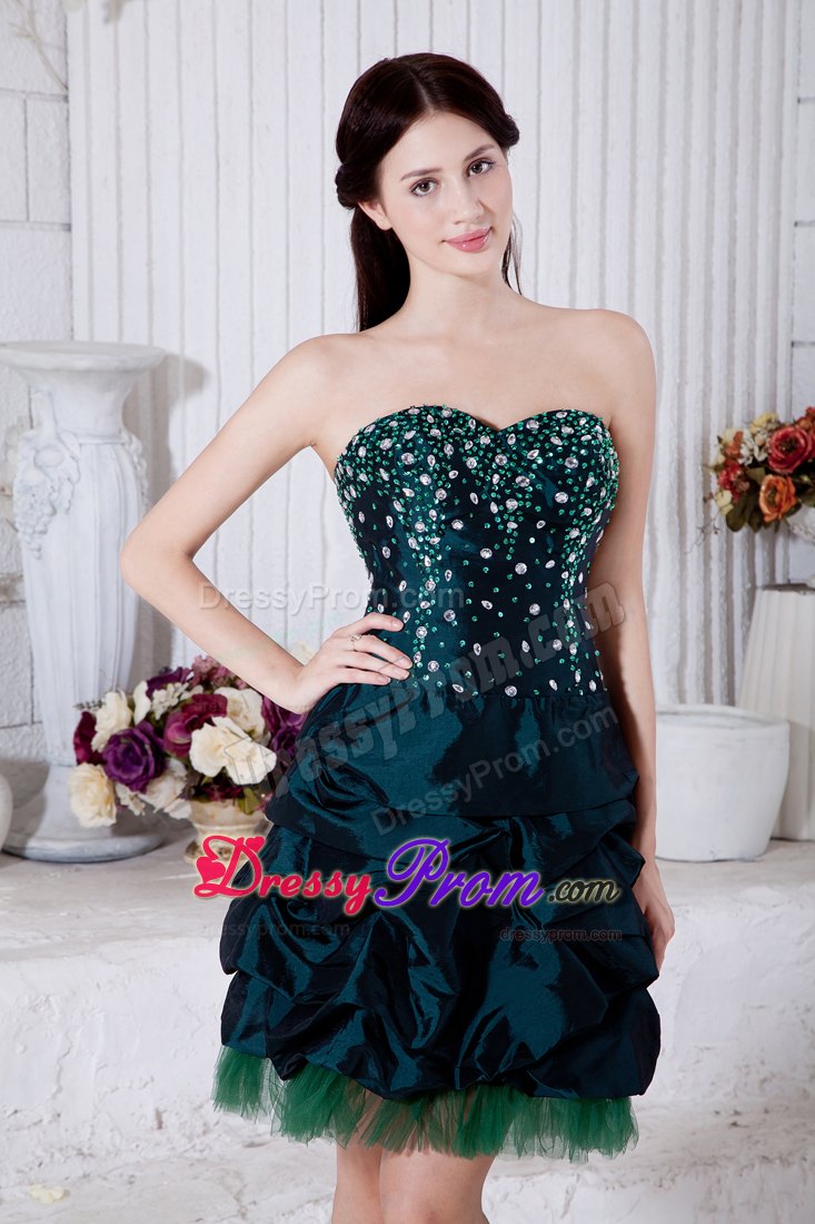 Princess Sweetheart Teal Mini-length Beading Dresses For Debutante Ball