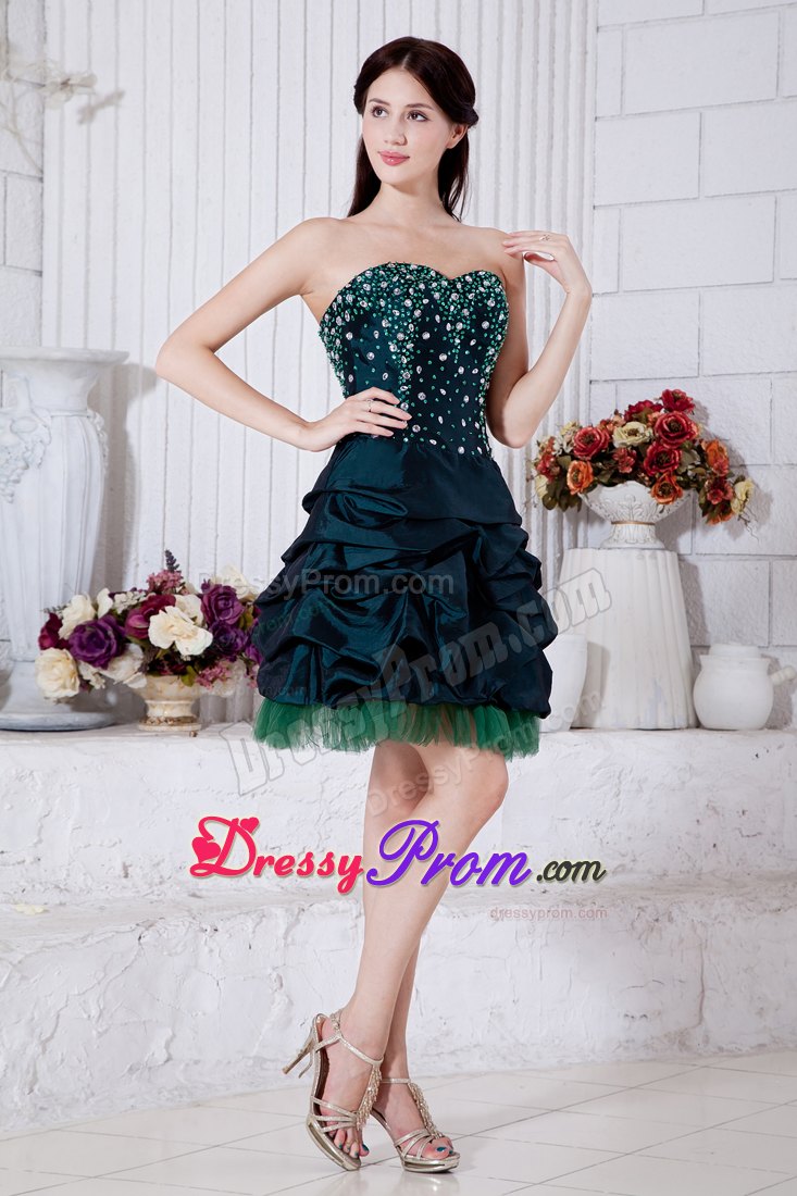 Princess Sweetheart Teal Mini-length Beading Dresses For Debutante Ball