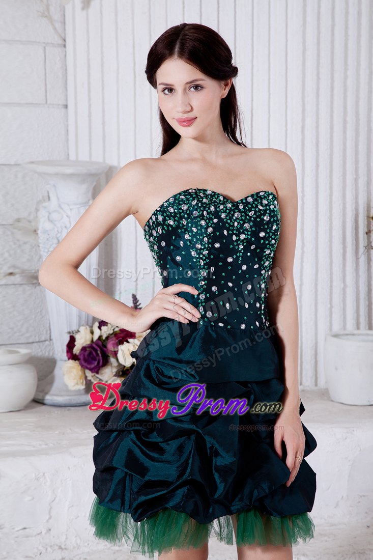 Princess Sweetheart Teal Mini-length Beading Dresses For Debutante Ball