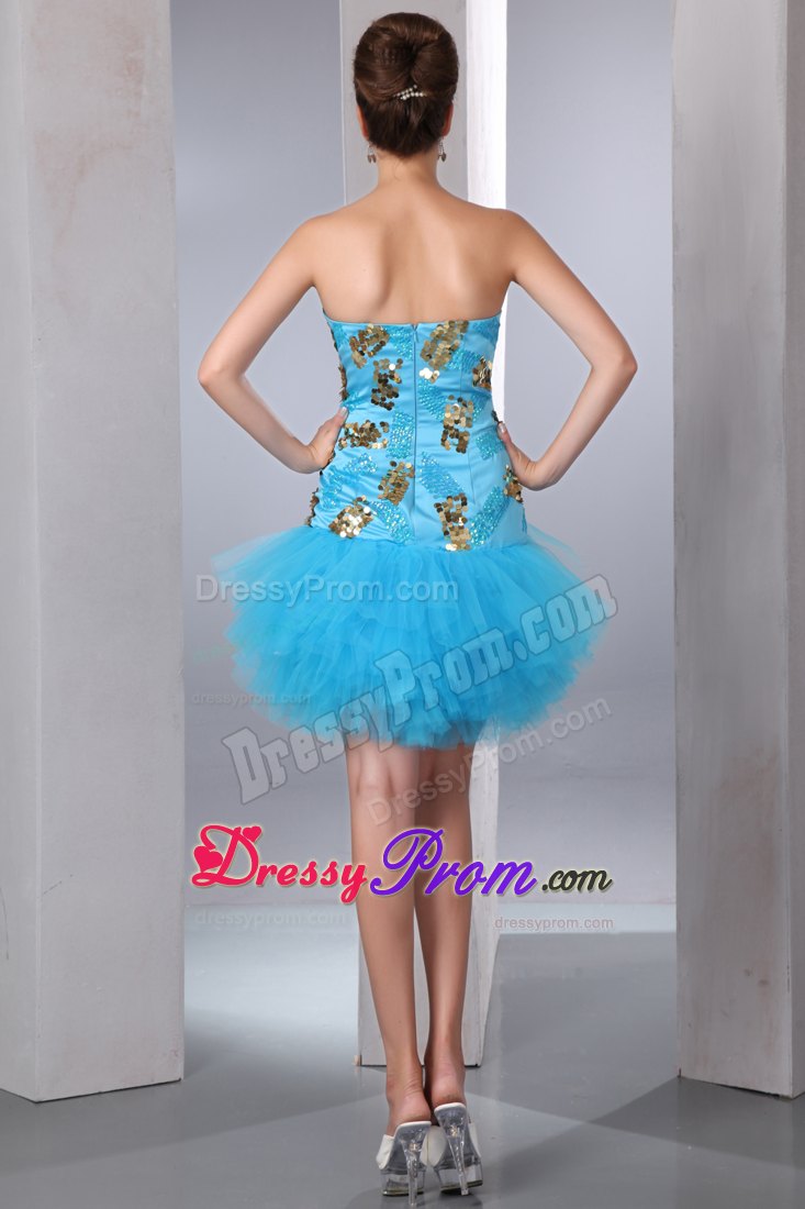 A-line Strapless Mini-length Aqua Blue Prom Dress in Cessnock