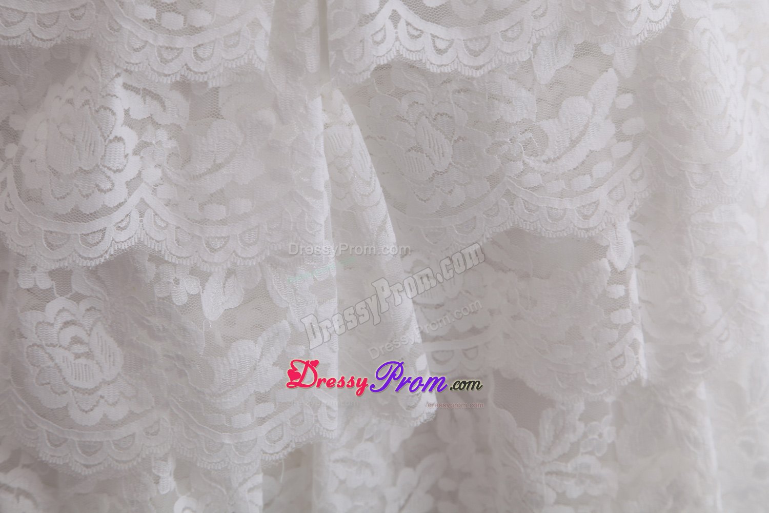 A-line V-neck Mini-length White Lace Prom Dress with Sash in Broken Hill