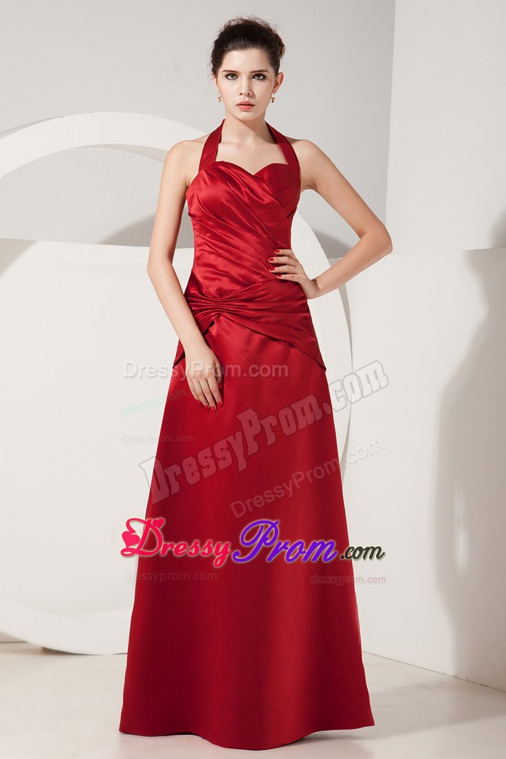 Halter Sweetheart Ruched Floor-length Evening Dress