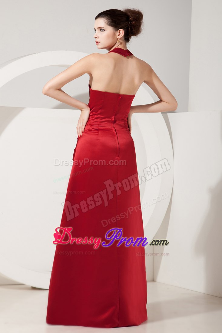 Halter Sweetheart Ruched Floor-length Evening Dress