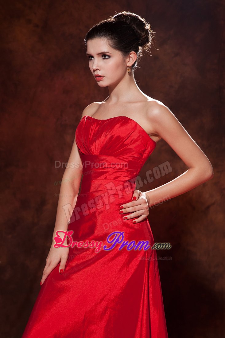 Red Empire Sweetheart Homecoming Dress Ruches Floor-length