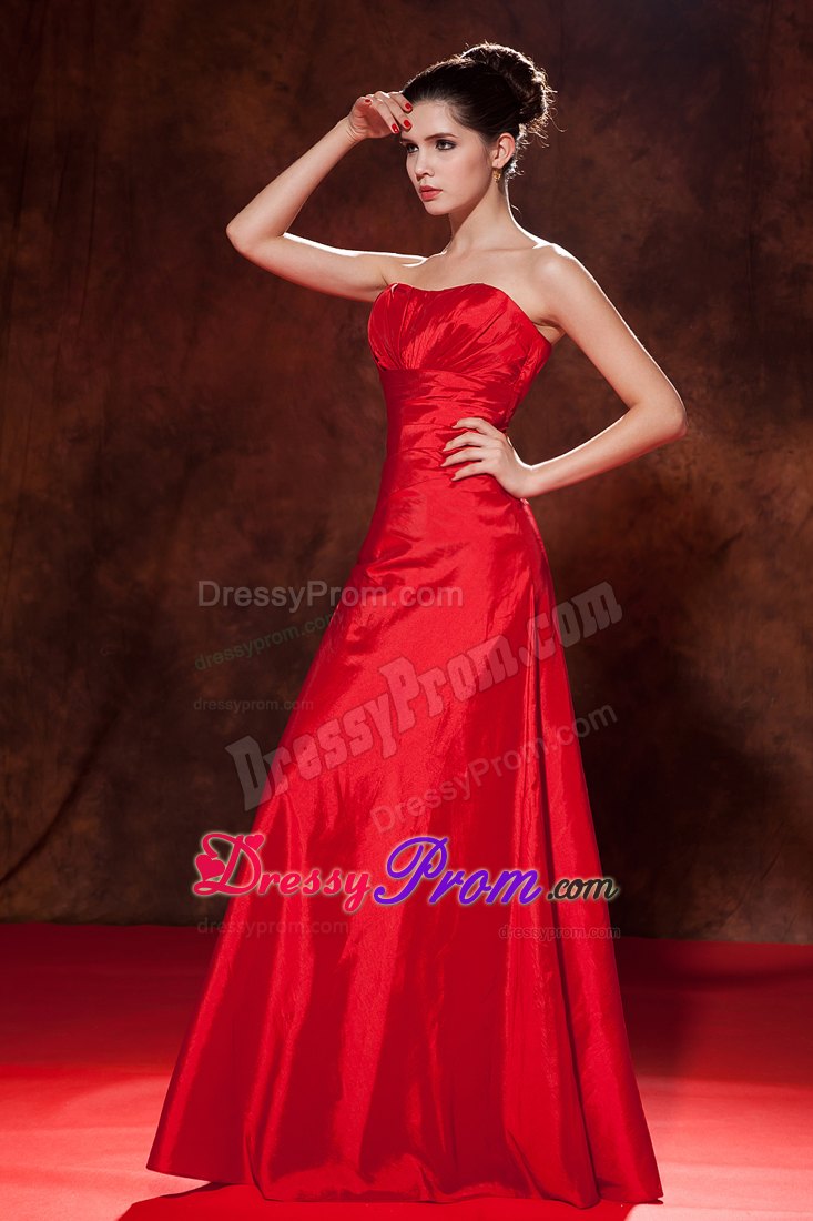Red Empire Sweetheart Homecoming Dress Ruches Floor-length