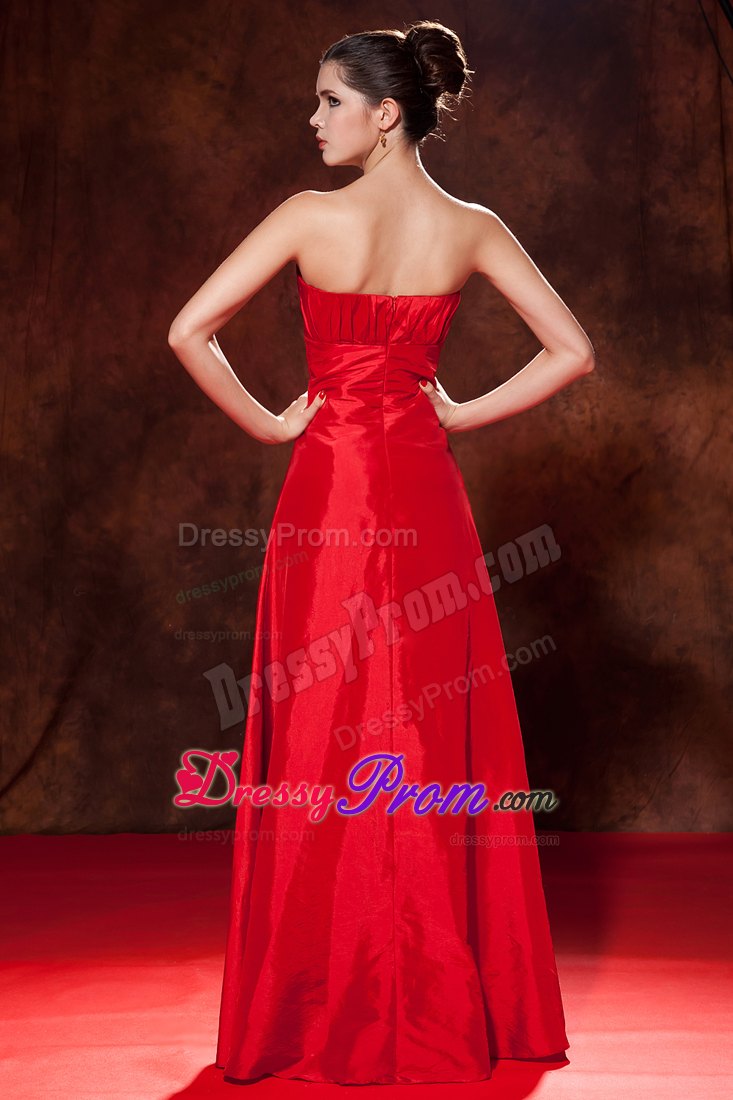 Red Empire Sweetheart Homecoming Dress Ruches Floor-length