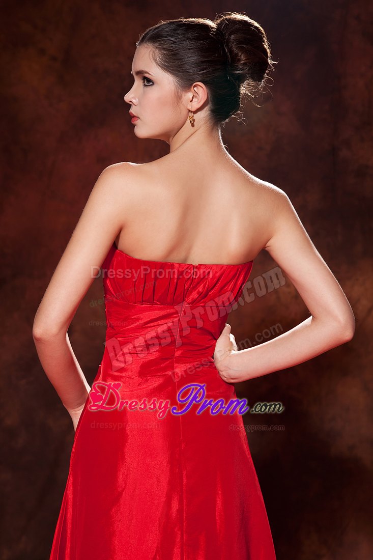 Red Empire Sweetheart Homecoming Dress Ruches Floor-length