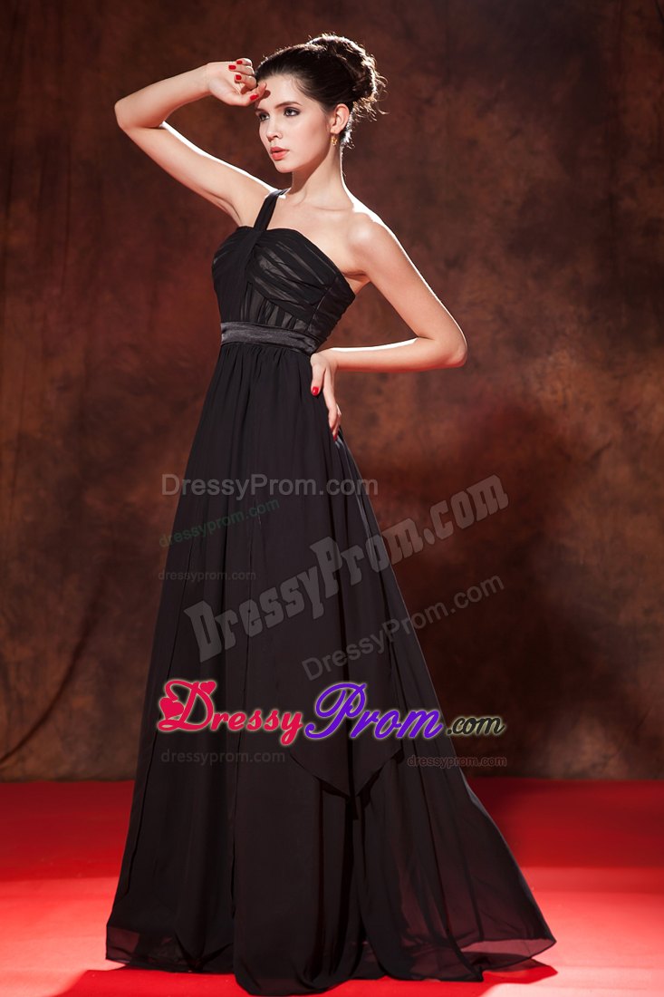 Little Black Dress Prom Dress One Shoulder Floor-length Empire