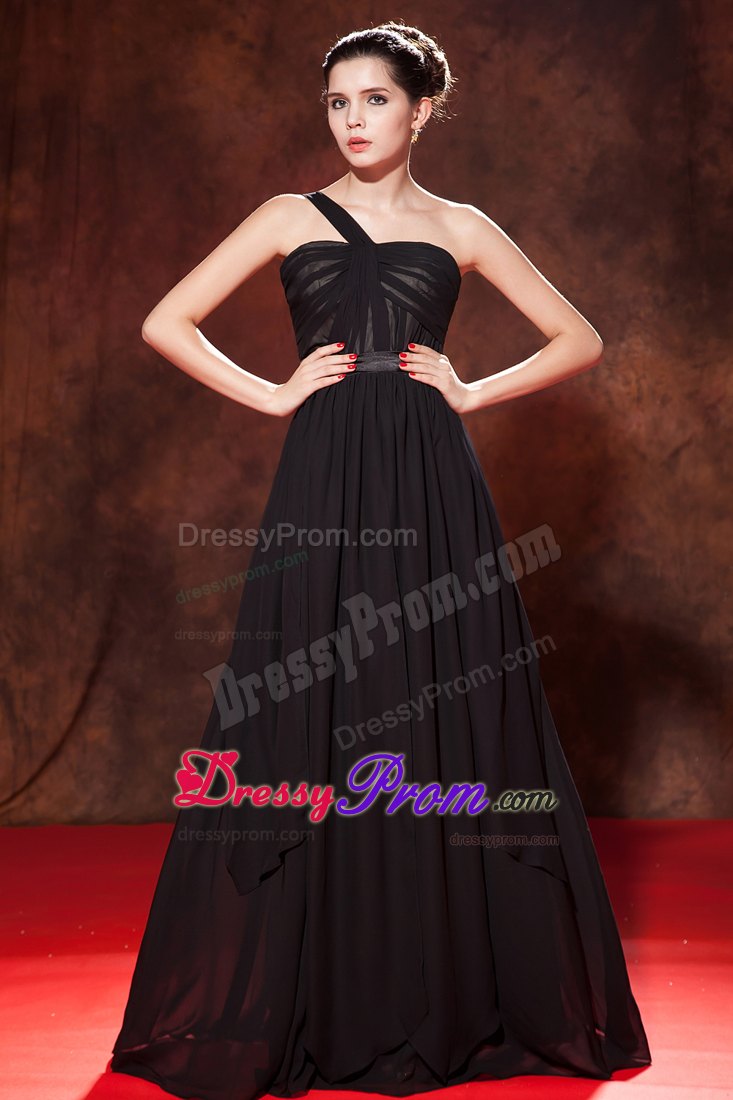 Little Black Dress Prom Dress One Shoulder Floor-length Empire
