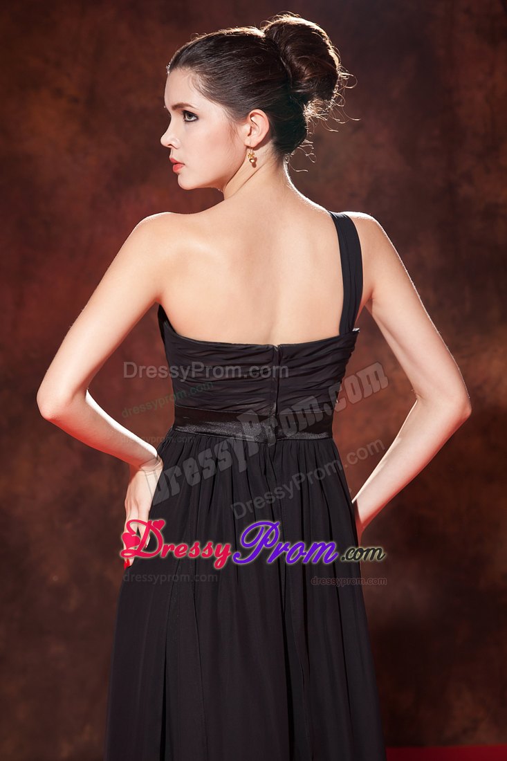 Little Black Dress Prom Dress One Shoulder Floor-length Empire