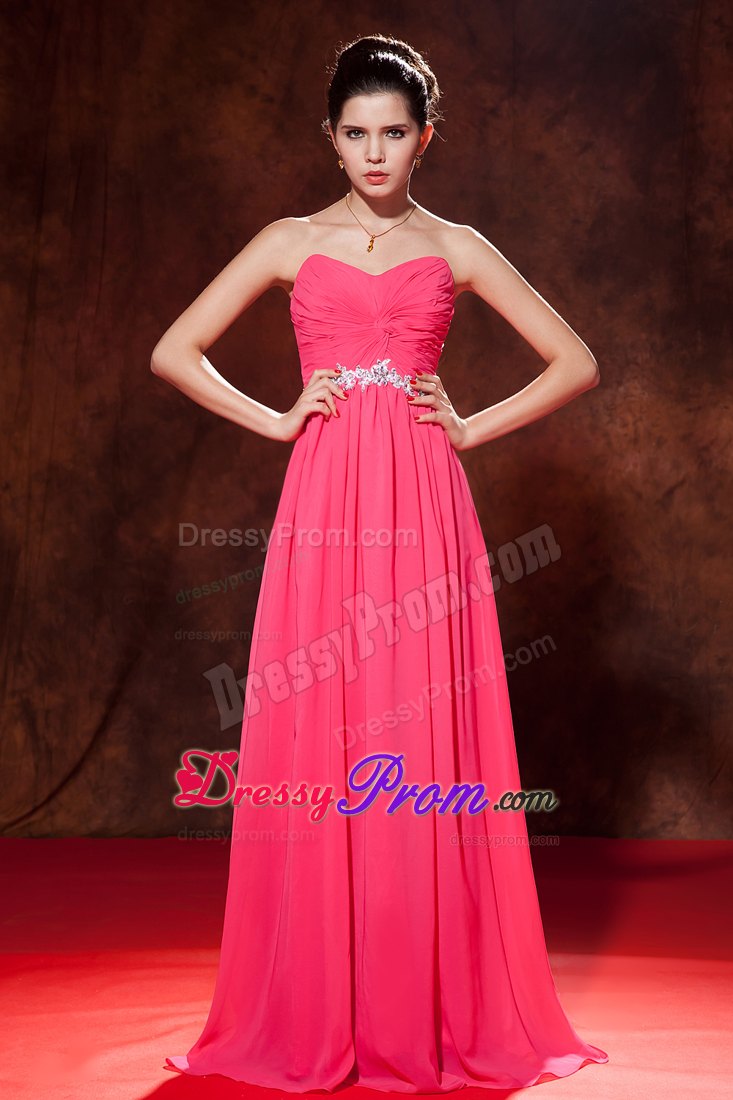 Coral Red Empire Celebrity Dress Sweetheart Chiffon Beading