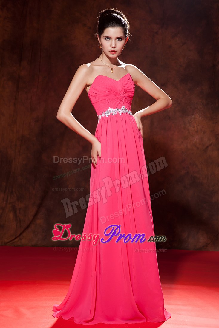 Coral Red Empire Celebrity Dress Sweetheart Chiffon Beading