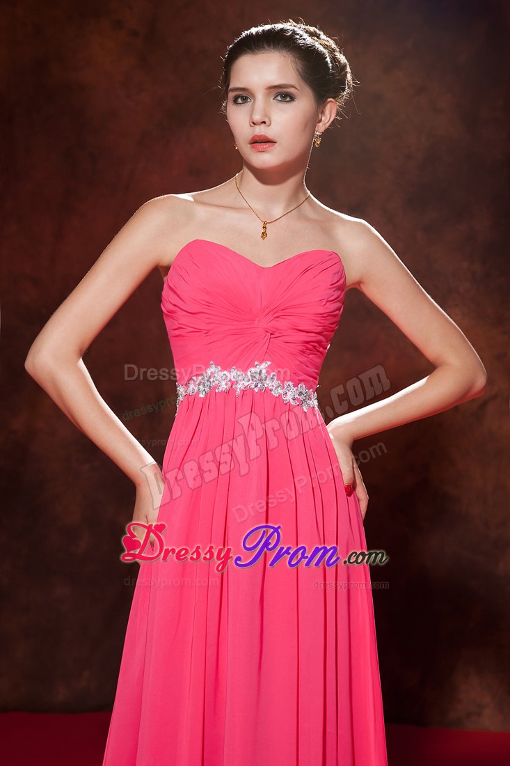 Coral Red Empire Celebrity Dress Sweetheart Chiffon Beading