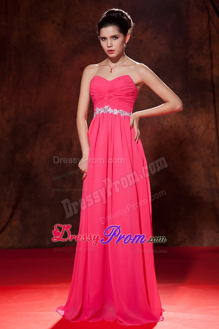 Coral Red Empire Celebrity Dress Sweetheart Chiffon Beading