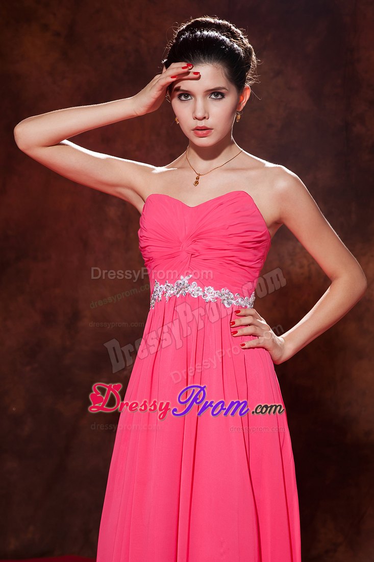 Coral Red Empire Celebrity Dress Sweetheart Chiffon Beading