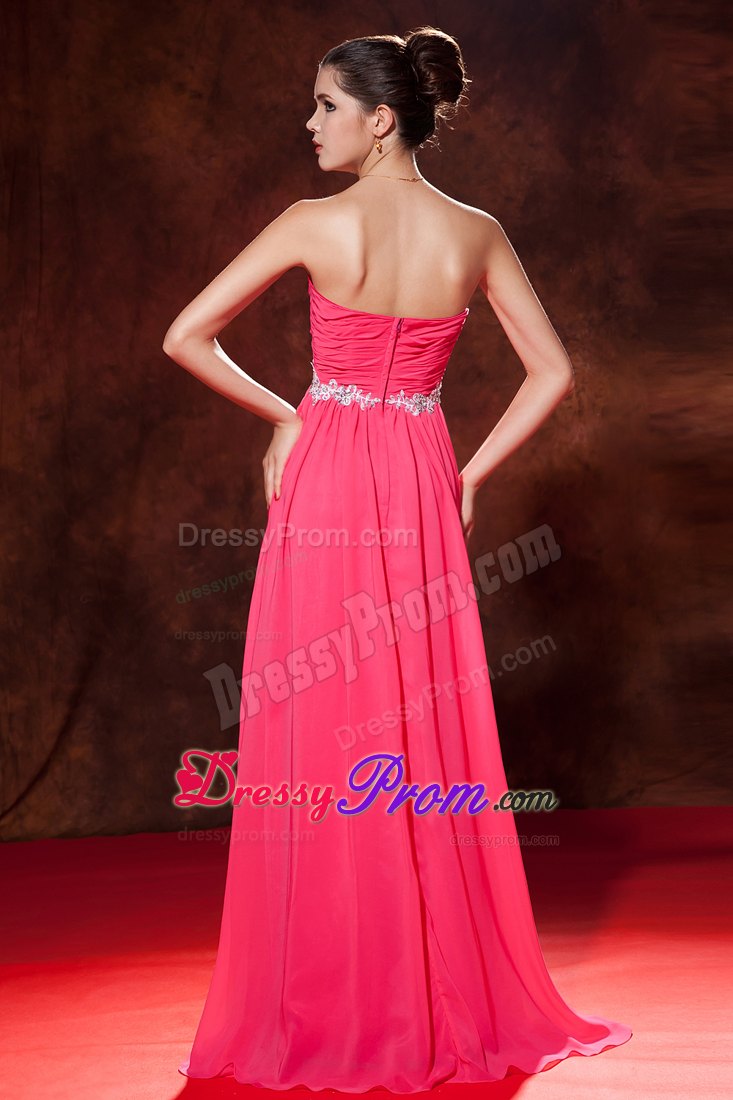 Coral Red Empire Celebrity Dress Sweetheart Chiffon Beading