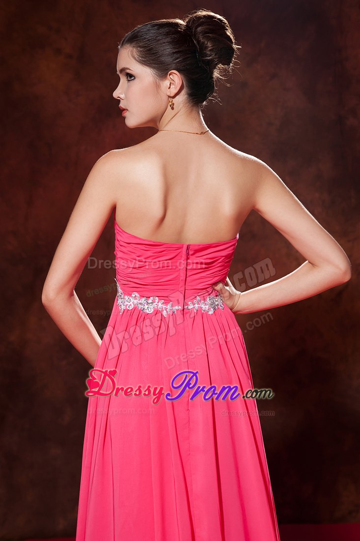 Coral Red Empire Celebrity Dress Sweetheart Chiffon Beading