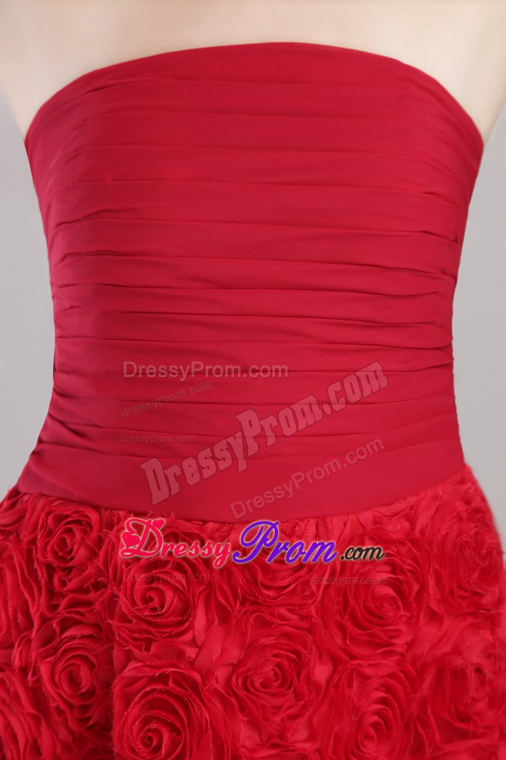 Beautiful Strapless Rollong Flower Short A-line Prom Dress