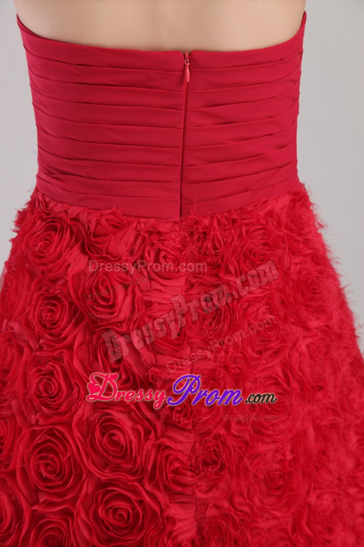 Beautiful Strapless Rollong Flower Short A-line Prom Dress