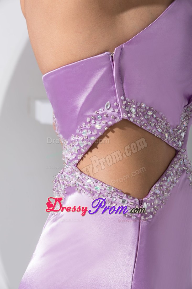 Sweetheart Beaded Slitted Lavender Dress for Prom with Cutouts