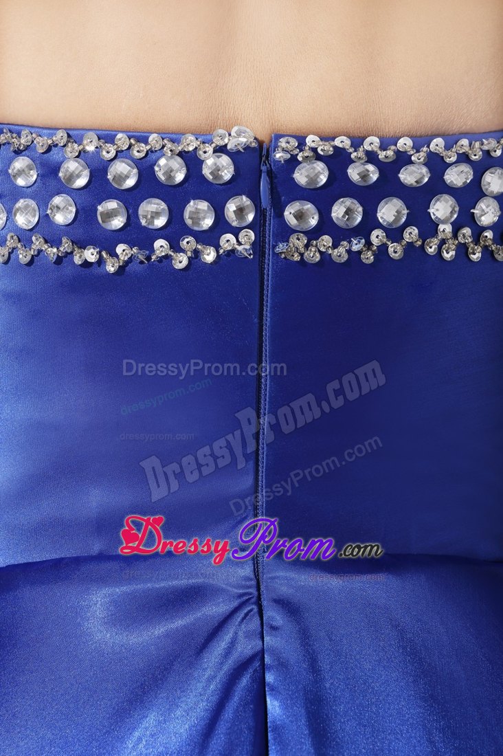 Fabulous Beaded Ruched Royal Blue High-low Prom Dresses