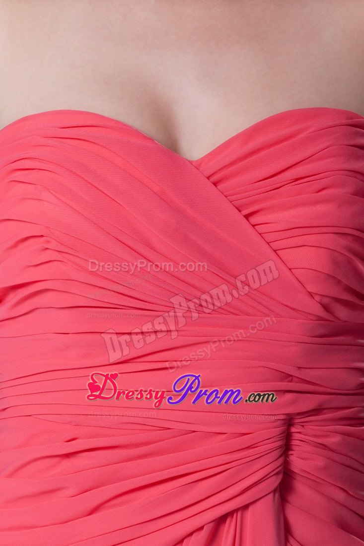 Sweetheart Watermelon Chiffon Prom Gowns with Ruche in Bathurst